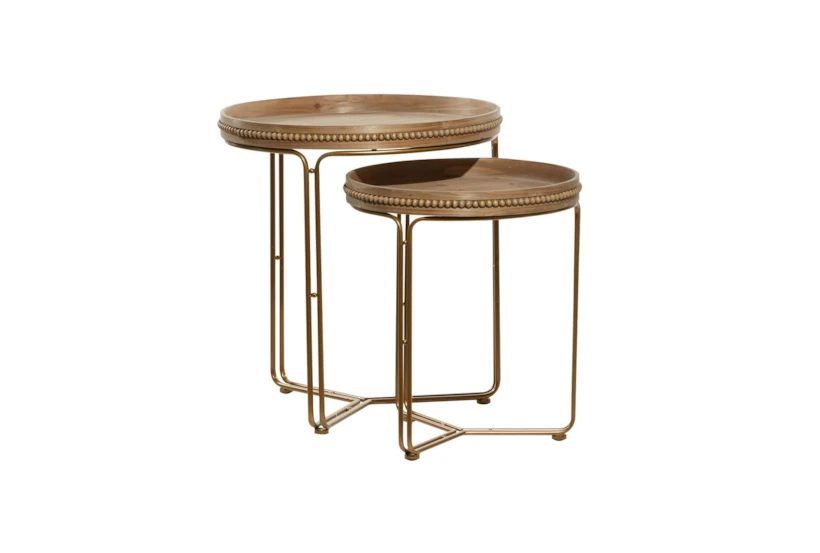 Brown Wood Accent Table Set Of 2 - 360