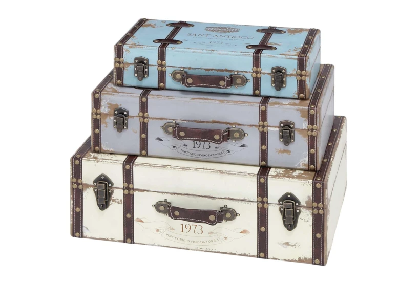 Multi Color Wood Trunk Set Of 3 - 360