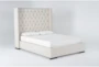 Halle King Hand Tufted Upholstered Shelter Bed With Nailhead Wings - Side