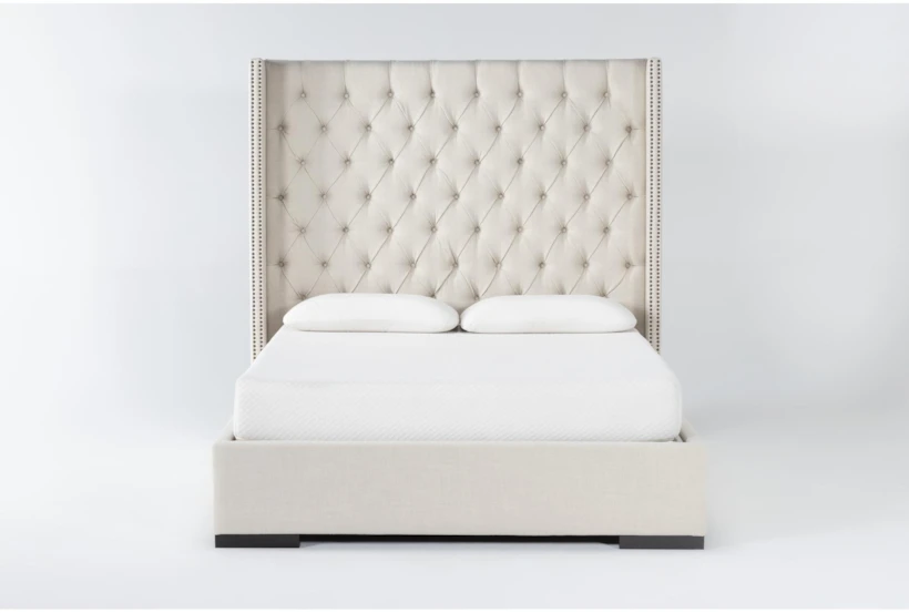 Halle King Hand Tufted Upholstered Shelter Bed With Nailhead Wings - 360
