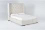 Halle King Hand Tufted Upholstered Shelter Bed - Side
