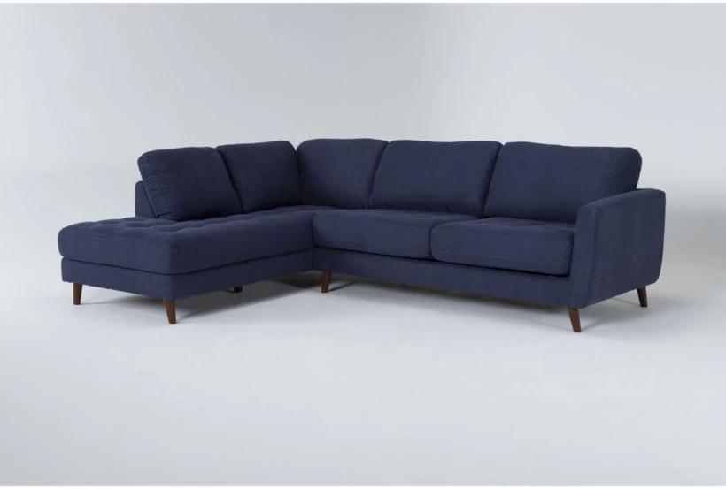 Ginger Denim Blue 109" Queen Memory Foam Memory Foam Sleeper L-Shaped Sectional with Left Arm Facing Corner Chaise - 360