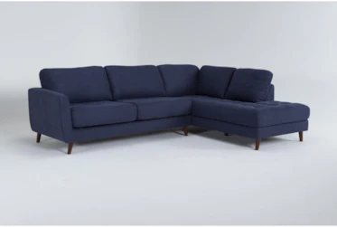 Ginger Denim 109" Queen Memory Foam Sleeper Sectional With Right Arm Facing Corner Chaise