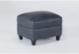 Theodore Blue Leather Ottoman - Side