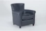 Theodore Blue Leather Arm Chair - Side