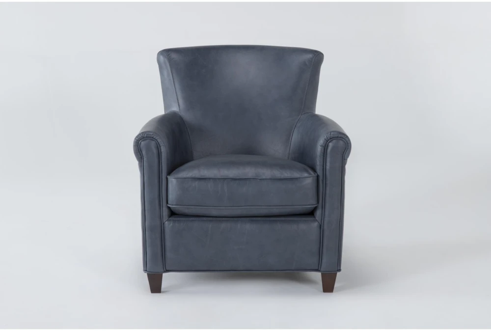 Theodore Blue Leather Arm Chair