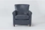 Theodore Blue Leather Arm Chair - Signature