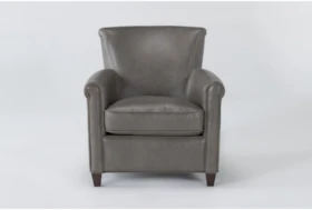 Theodore Grey Leather Arm Chair