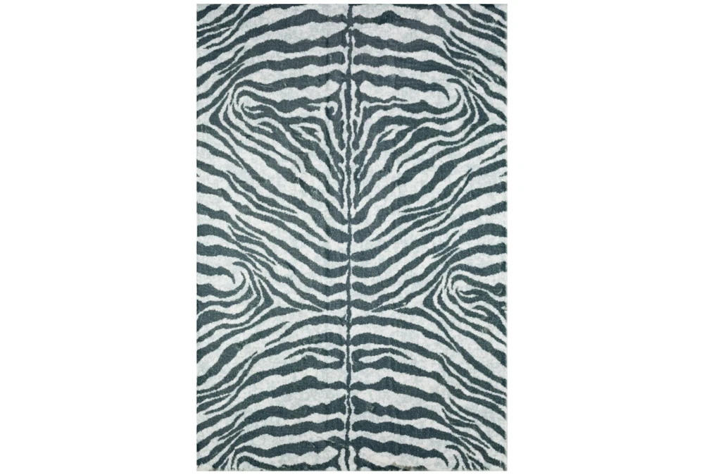 20"x30" Rug-Plush Faux Fur Zebra Print Grey
