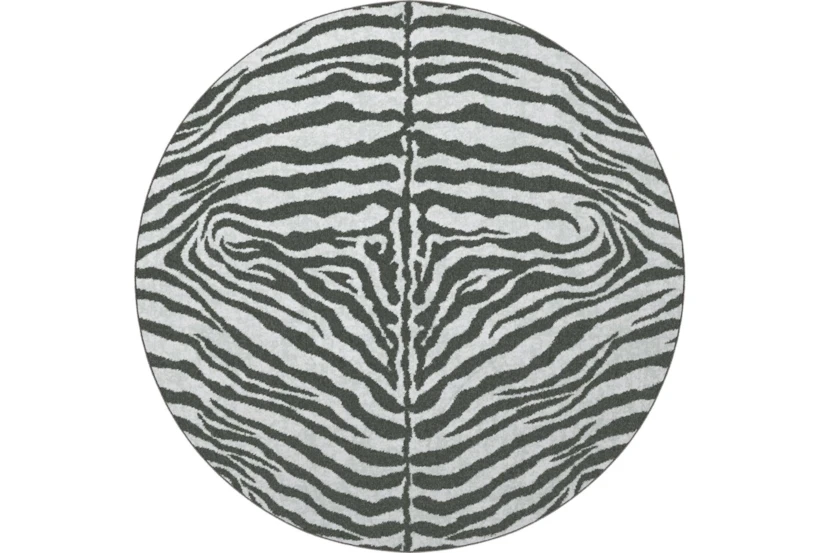 8' Round Rug-Plush Faux Fur Zebra Print Grey - 360