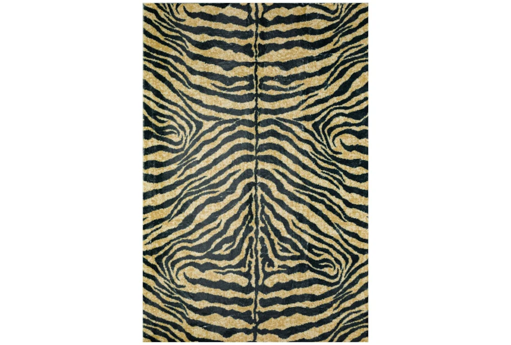 20"x30" Rug-Plush Faux Fur Zebra Print Black/Gold