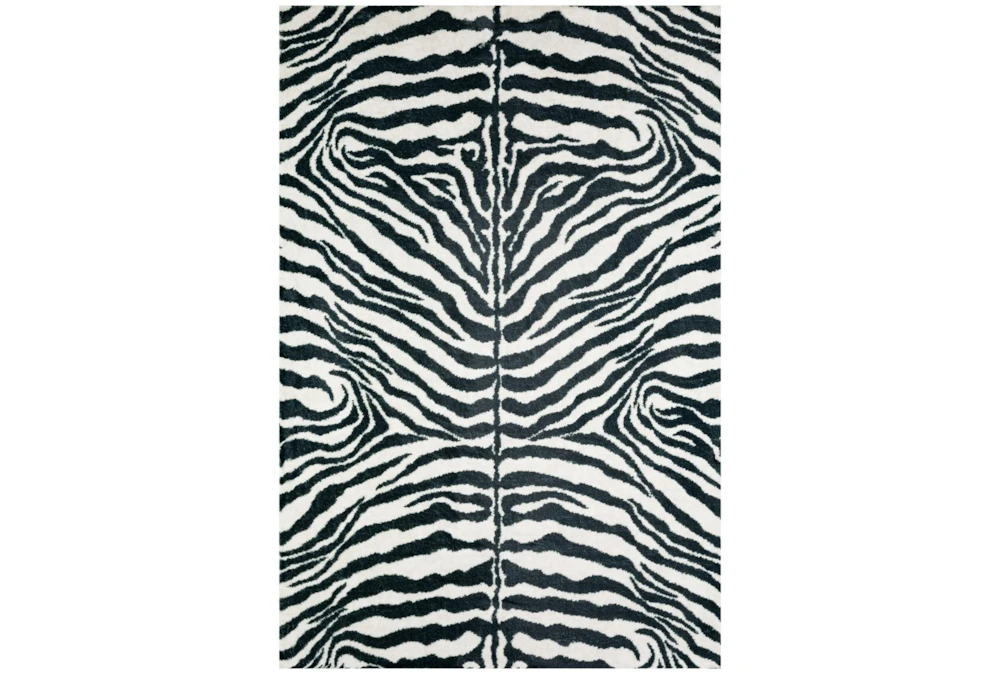 3'x5' Rug-Plush Faux Fur Zebra Print Black/White