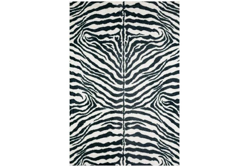 3'x5' Rug-Plush Faux Fur Zebra Print Black/White - 360