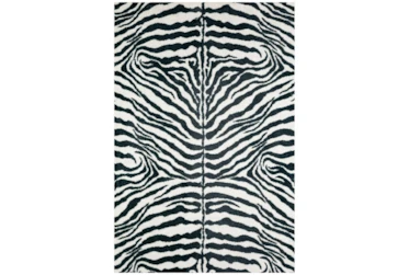 5'x7'6" Rug-Plush Faux Fur Zebra Print Black/White