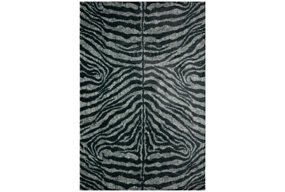 3'x5' Rug-Plush Faux Fur Zebra Print Black