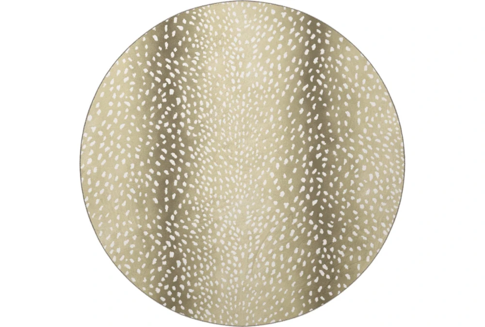 8' Round Rug-Plush Faux Fur Gazelle Print Stone