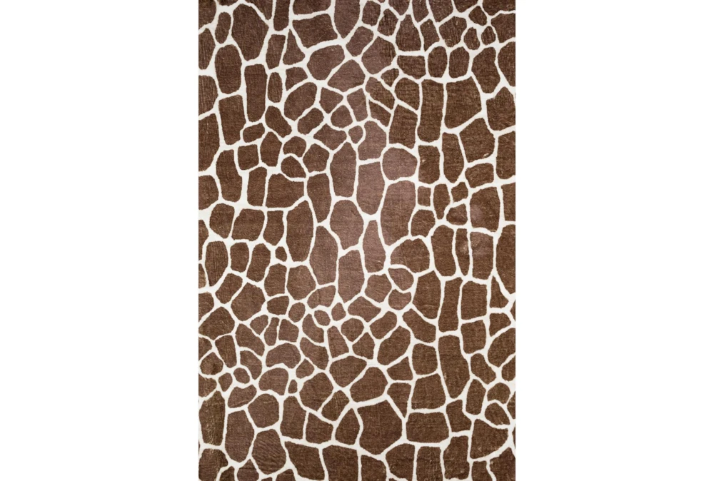 5'x7'6" Rug-Plush Faux Fur Giraffe Print Brown