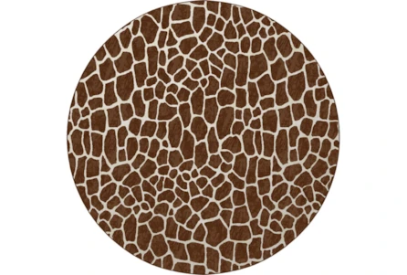 8' Round Rug-Plush Faux Fur Giraffe Print Brown - Main