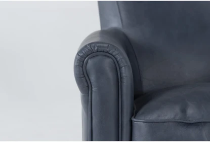 Theodore Blue Leather Arm Chair And Ottoman Set - Detail