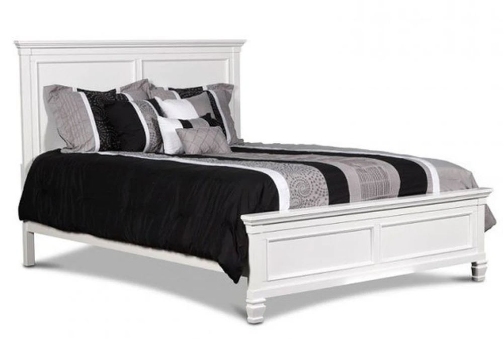 Terrence White Queen Wood Panel Bed
