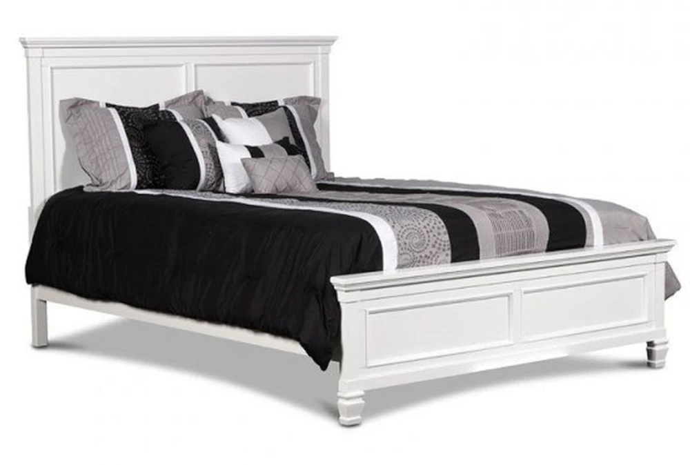 Terrence White Full Wood Panel Bed