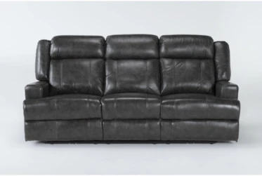Fossano Steel Grey Leather 84" Power Reclining Sofa