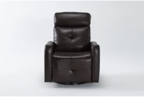Lecco Brown Leather Power Swivel Glider Recliner
