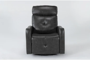 Lecco Grey Leather Power Swivel Glider Recliner