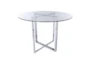 Revis Chromed Steel 42" Round Dining Table With Clear Glass Top - Detail