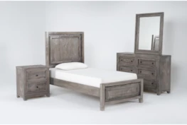 Coop Grey Twin Panel 4 Piece Bedroom Set