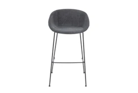 Ian Bar Stool Dk Gray Fabric And Black Frame And Legs - Set Of 2