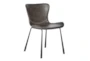 Eliza Contract Grade Faux Leather Dining Chair Dk Gray Baseball Stitching, Powder Coated Steel Legs Set Of 2 - Detail