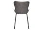 Eliza Contract Grade Faux Leather Dining Chair Dk Gray Baseball Stitching, Powder Coated Steel Legs Set Of 2 - Detail