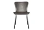 Eliza Contract Grade Faux Leather Dining Chair Dk Gray Baseball Stitching, Powder Coated Steel Legs Set Of 2 - Signature