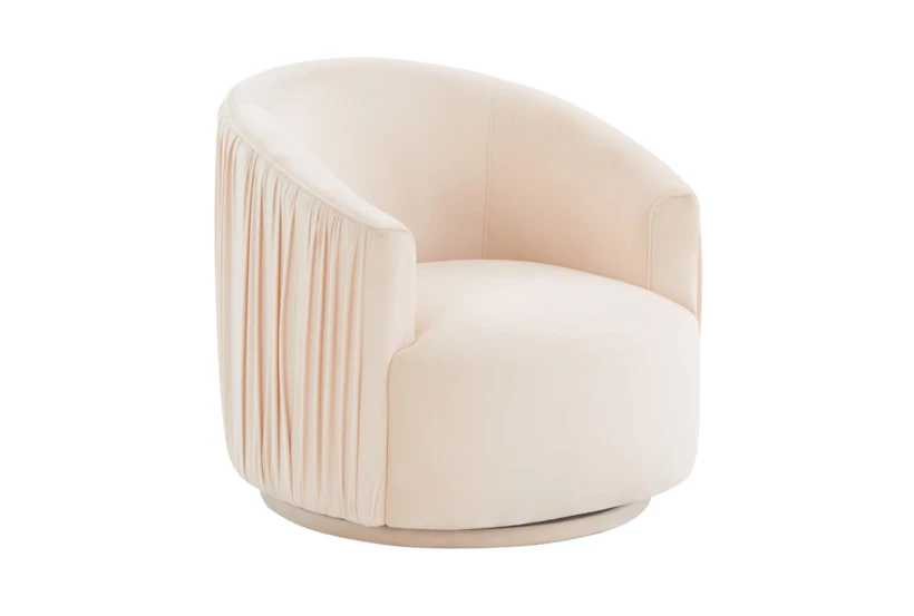 Judy Peach Velvet Pleated Swivel Barrel Arm Chair - 360