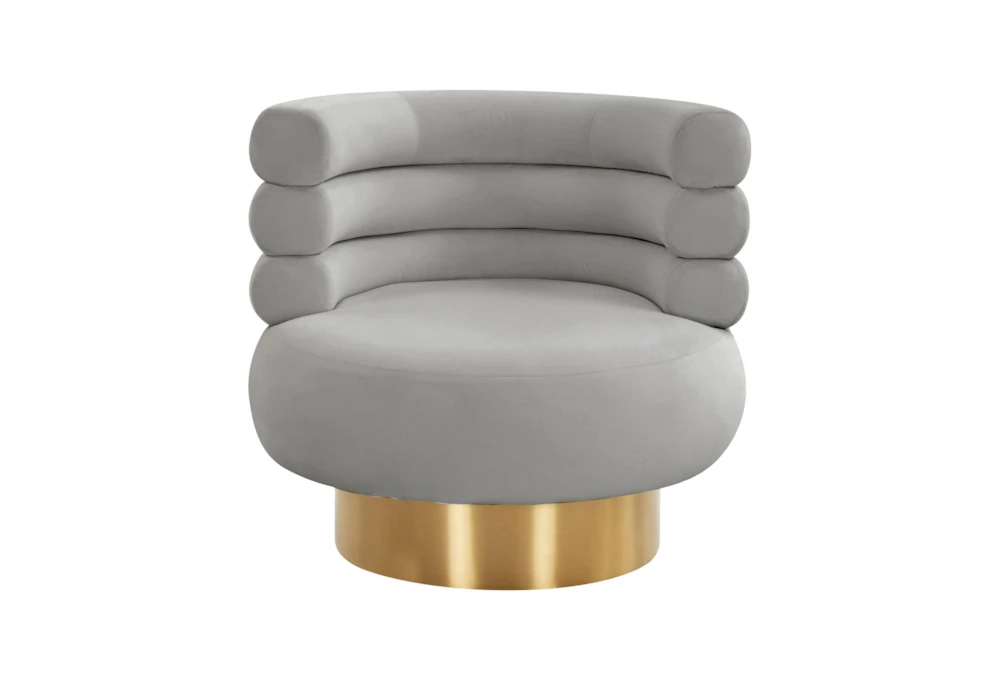 Marilyn Grey Velvet Swivel Barrel Arm Chair
