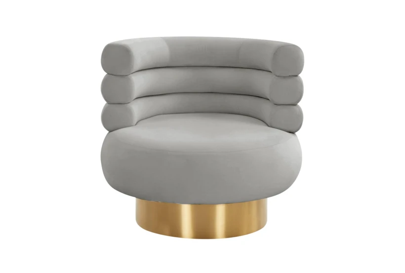 Marilyn Grey Velvet Swivel Barrel Arm Chair - 360