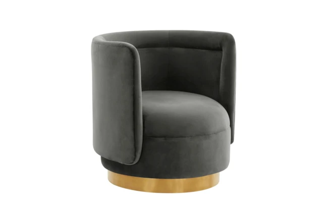 Clarke Dark Grey Velvet Swivel Accent Chair - 360
