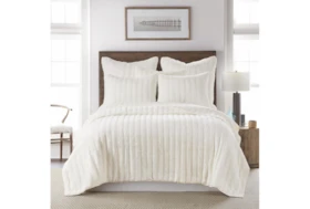Eastern King Quilt-Ivory Faux Fur