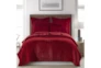 Eastern King Quilt-3 Piece Set Red Faux Fur - Signature