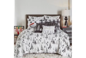 Full/Queen Quilt-3 Piece Set Reversible Black And White Trees To Plaid