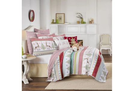 Twin Quilt-2 Piece Set Reversible Reindeer Multi To Sweater Print - Main