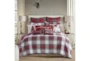 Full/Queen Quilt-3 Piece Set Reversible Red Green Gold Plaid To Red Blue Gold Plaid - Signature