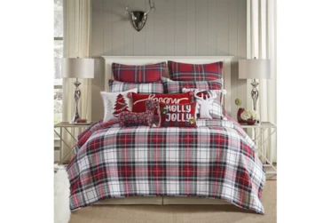 Eastern King Quilt-3 Piece Set Reversible Red Green Gold Plaid To Red Blue Gold Plaid