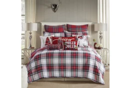 Twin Quilt-2 Piece Set Reversible Red Green Gold Plaid To Red Blue Gold Plaid