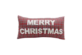 24X12 Christmas Red Plaid Throw Pillow