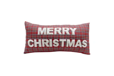 24X12 Christmas Red Plaid Throw Pillow