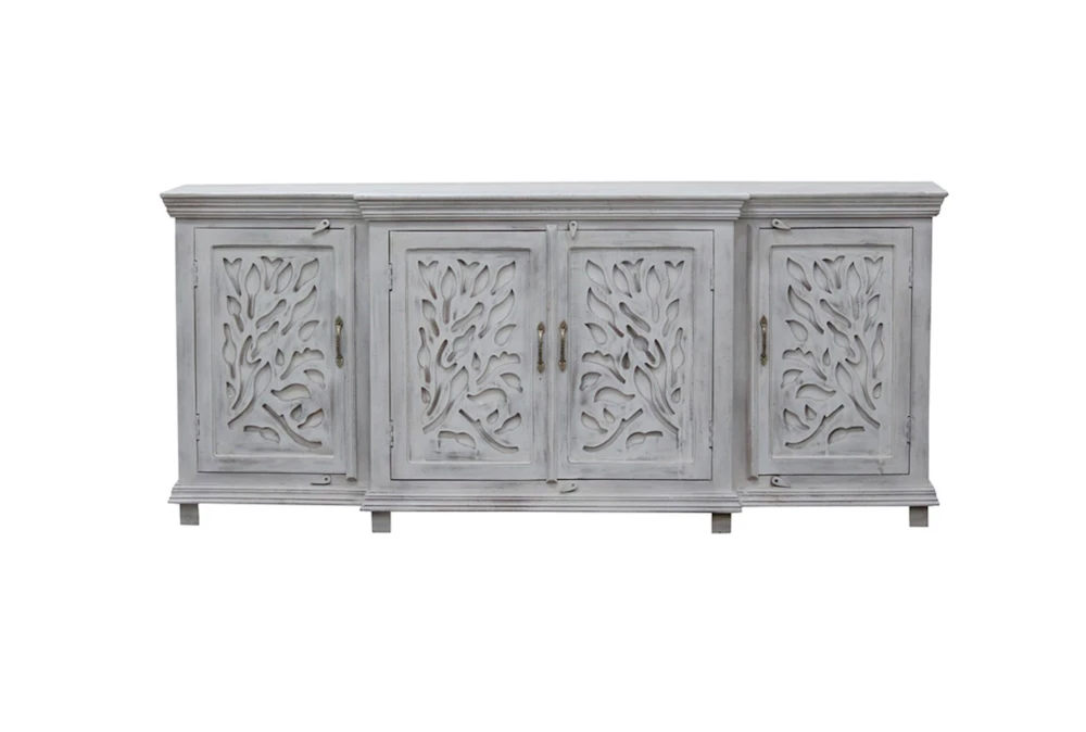 White 4 Door Breakfront Sideboard With Hand Carved Overlay