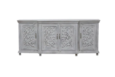 White 4 Door Breakfront Sideboard With Carved Overlay