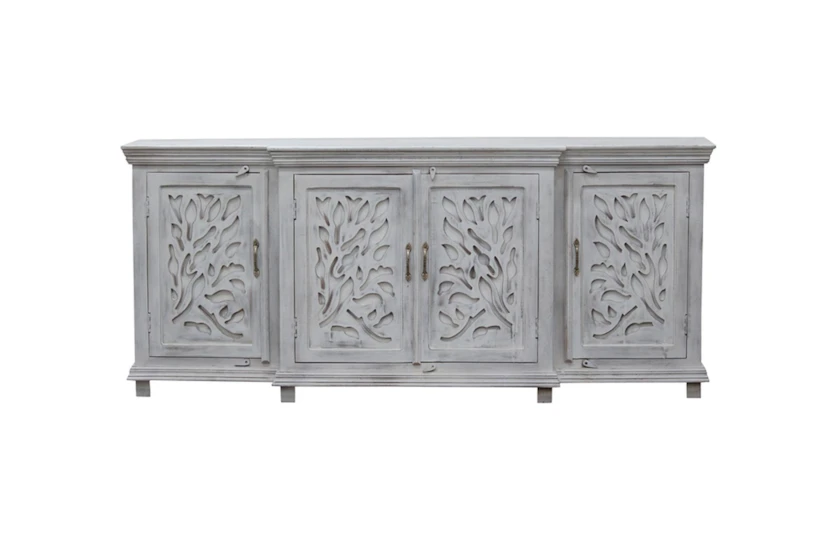 White 4 Door Breakfront Sideboard With Hand Carved Overlay - 360